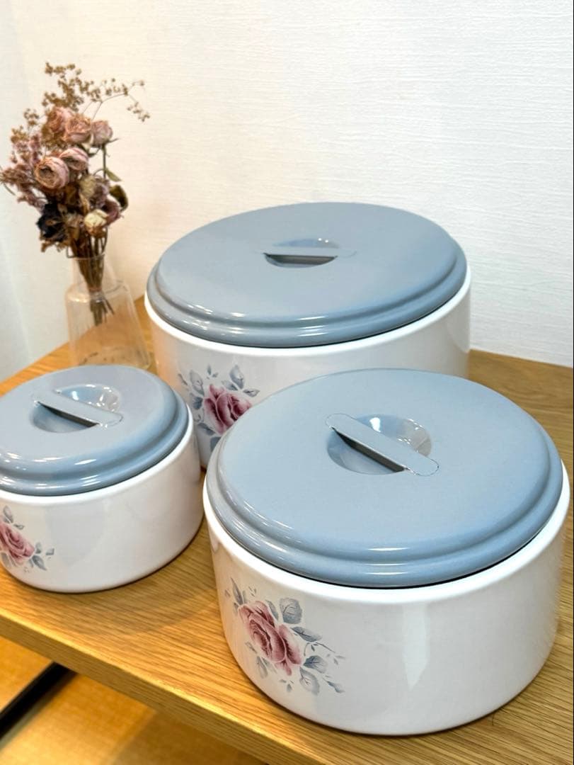 imane イマン ホーロー 丸缶 S M Ｌアターブル 3個セット