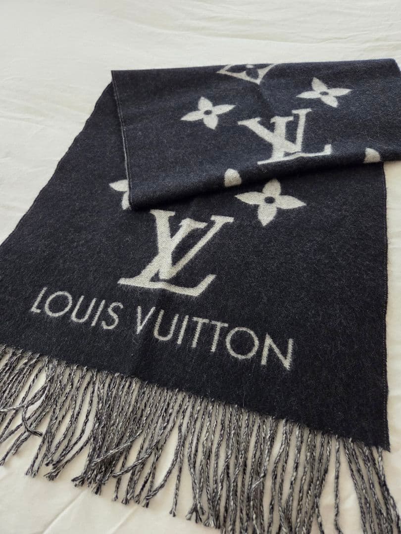 ルイヴィトン マフラー・レイキャビック ブラック×グレー