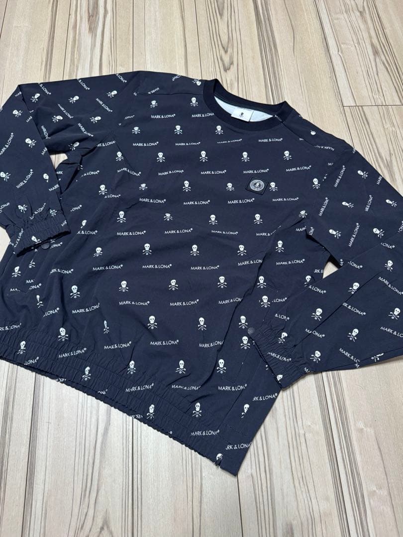 MARK & LONA ブラック　シャカシャカ　総ロゴ　上着 サイズ48