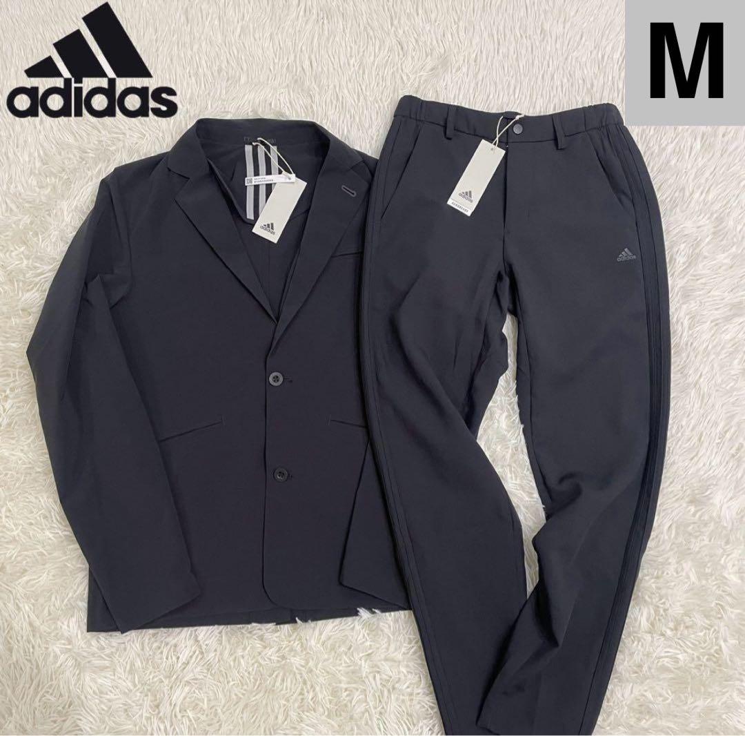 新品 アディダス スーツ 上下セット　ビジネス カジュアル　伸縮　ブラック　M