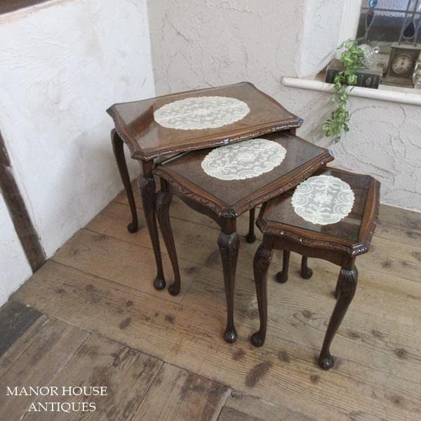 イギリス アンティーク 家具 ネストテーブル サイドテーブル 3台組 6779d