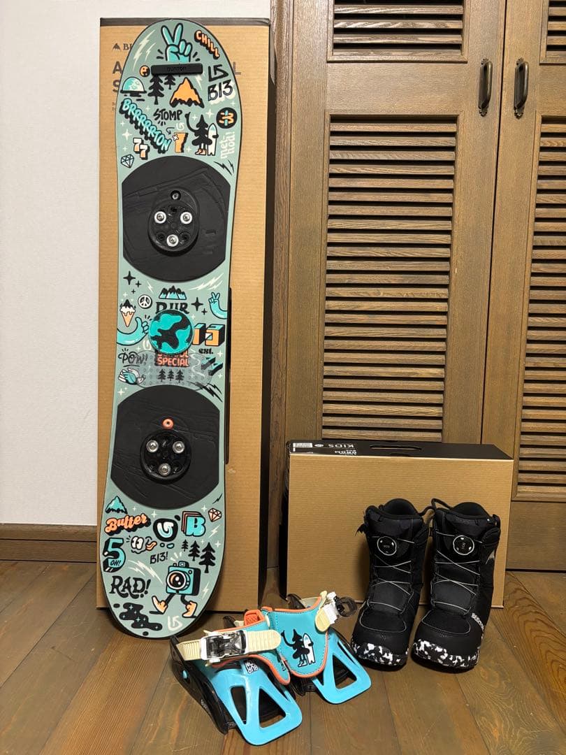 BURTON キッズスノーボードセット100cm バートン　バイン付き3点セット