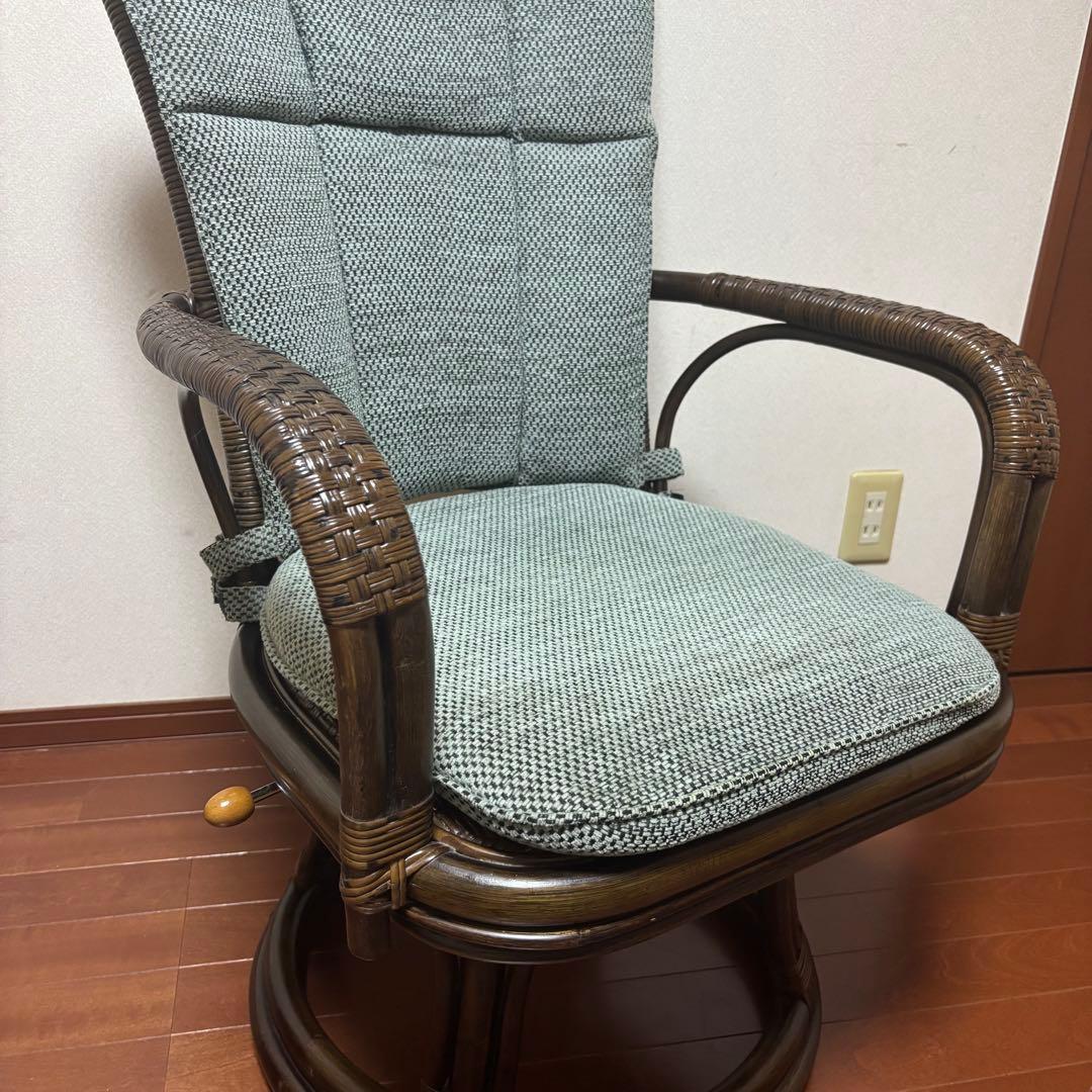 kazama カザマ　デリシアハイバック　チェア　ラタン　回転機能付き