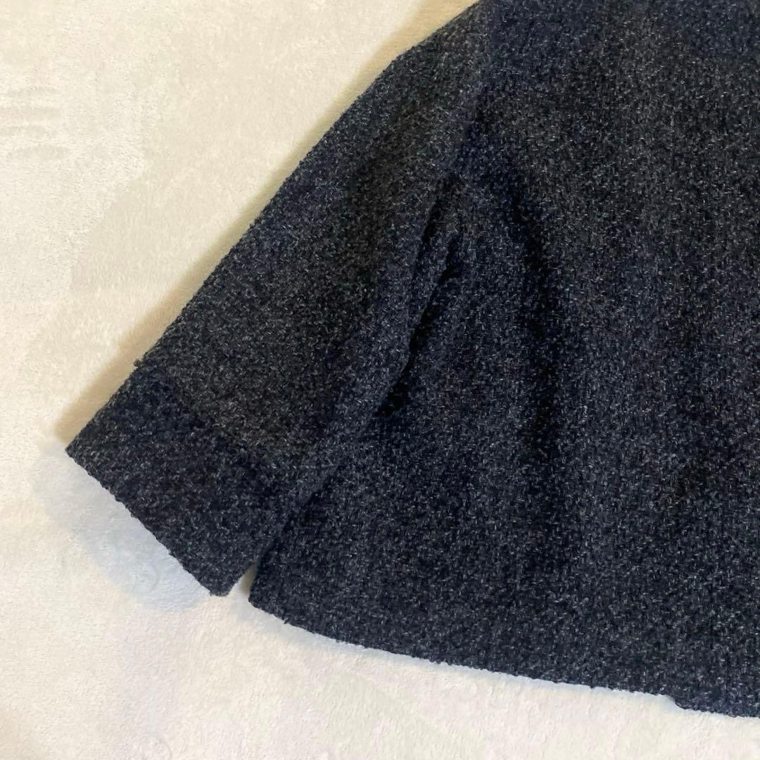 ラウンジドレス　ツイードジャケット　グレー　金ボタン　ノーカラー　卒園式　卒業式