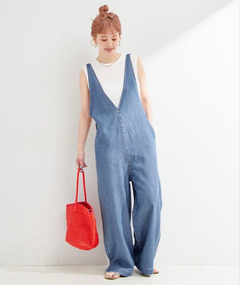 B.C STOCKデュジュールDU JOUR Vネック デニムサロペットroku