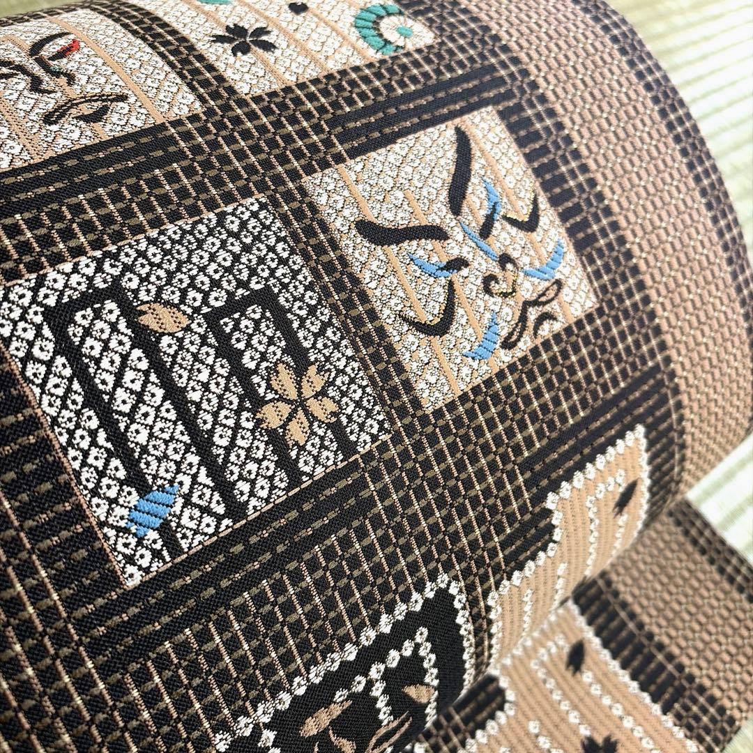 証紙あり　正絹　リバーシブル　本場筑前博多織《源氏香　歌舞伎隈取》