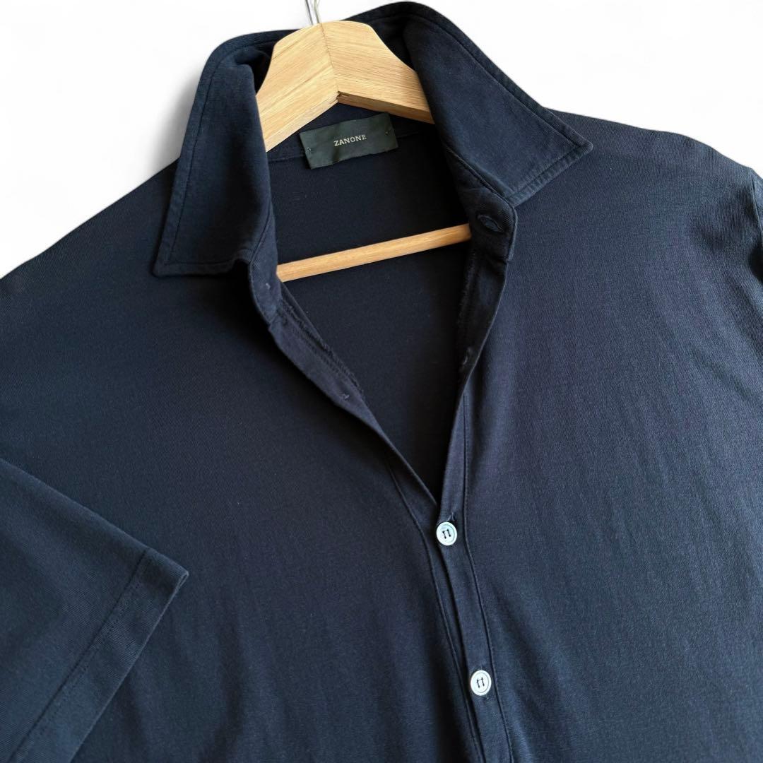 美品 ZANONE ザノーネ アイスコットン ポロシャツ ネイビー 紺50