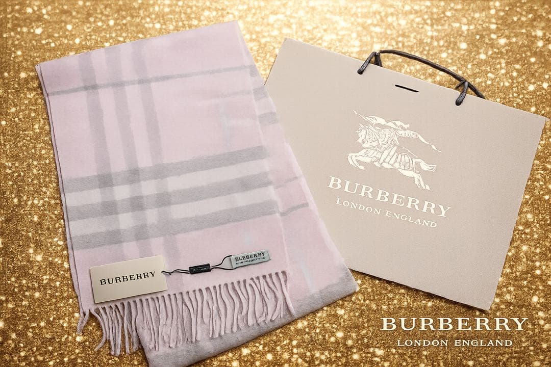 【新品未使用タグ付】BURBERRY チェック柄マフラー ピンク系　希少価値あり
