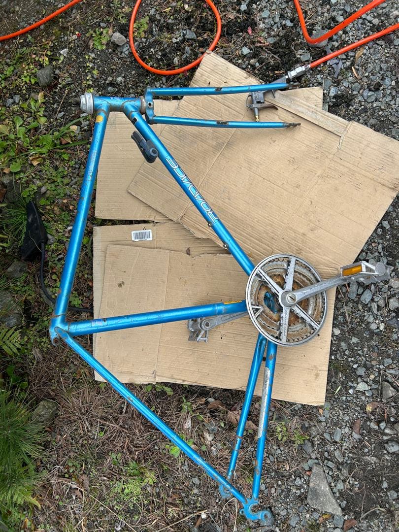 青 ロードバイクフレーム ROADACE クランクセット付き