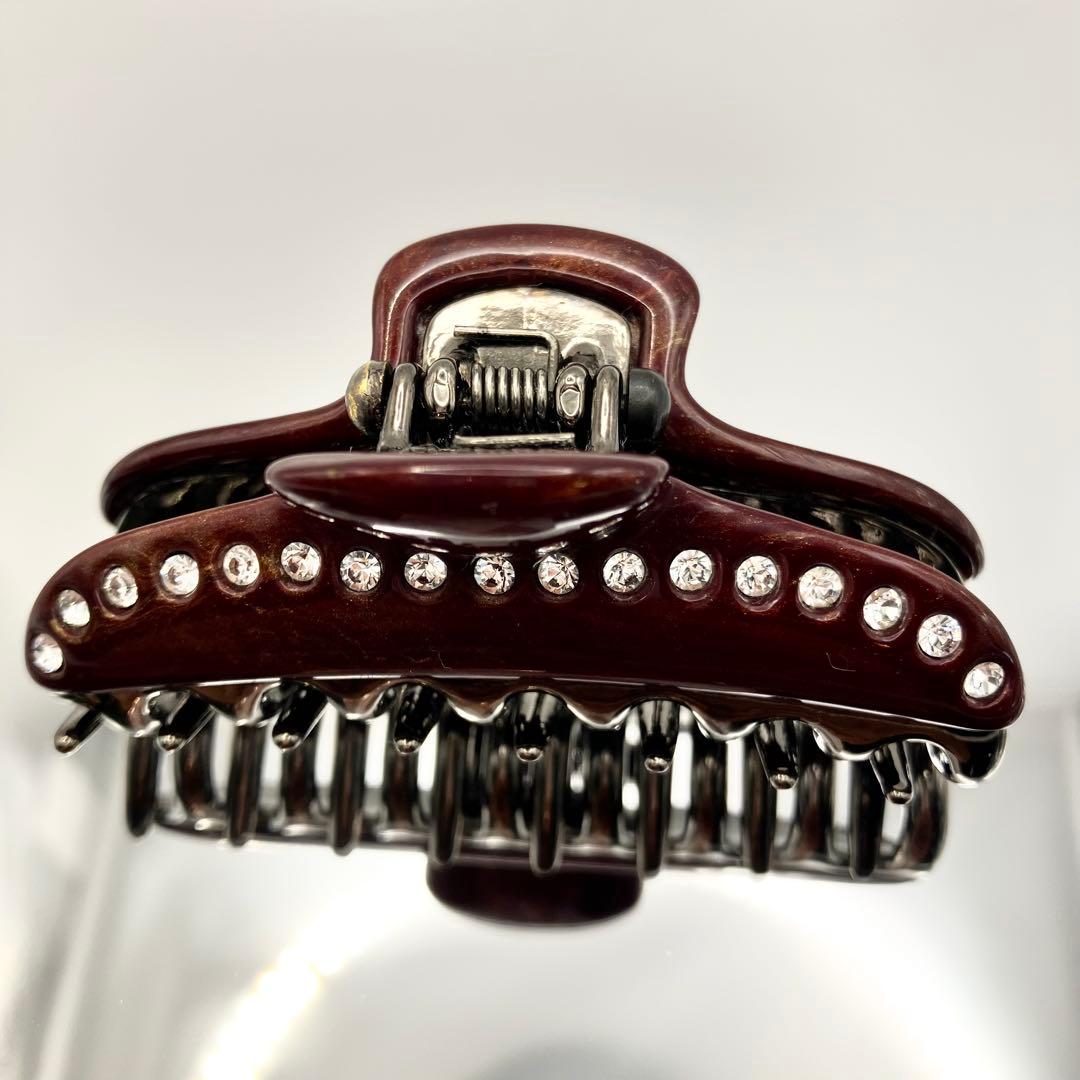 【美品】ACCA　アッカ　ヘアクリップ　Mサイズ　ストーン　赤茶　マーブル模様