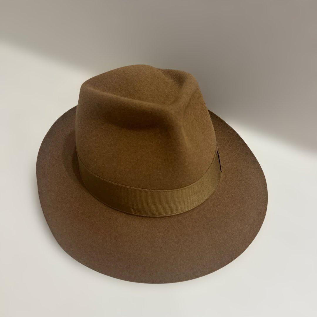 ボルサリーノ　フェデリコ　ハット　中折れ　キャメル　イタリア製　390054