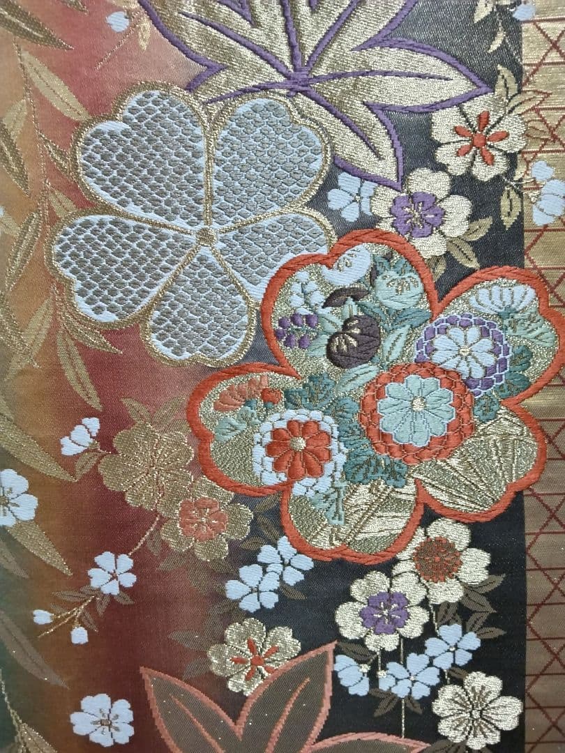 専用 最終値下げ F-274 訪問着 金彩 暈し 袷 鶴 松 梅 緞子 美品