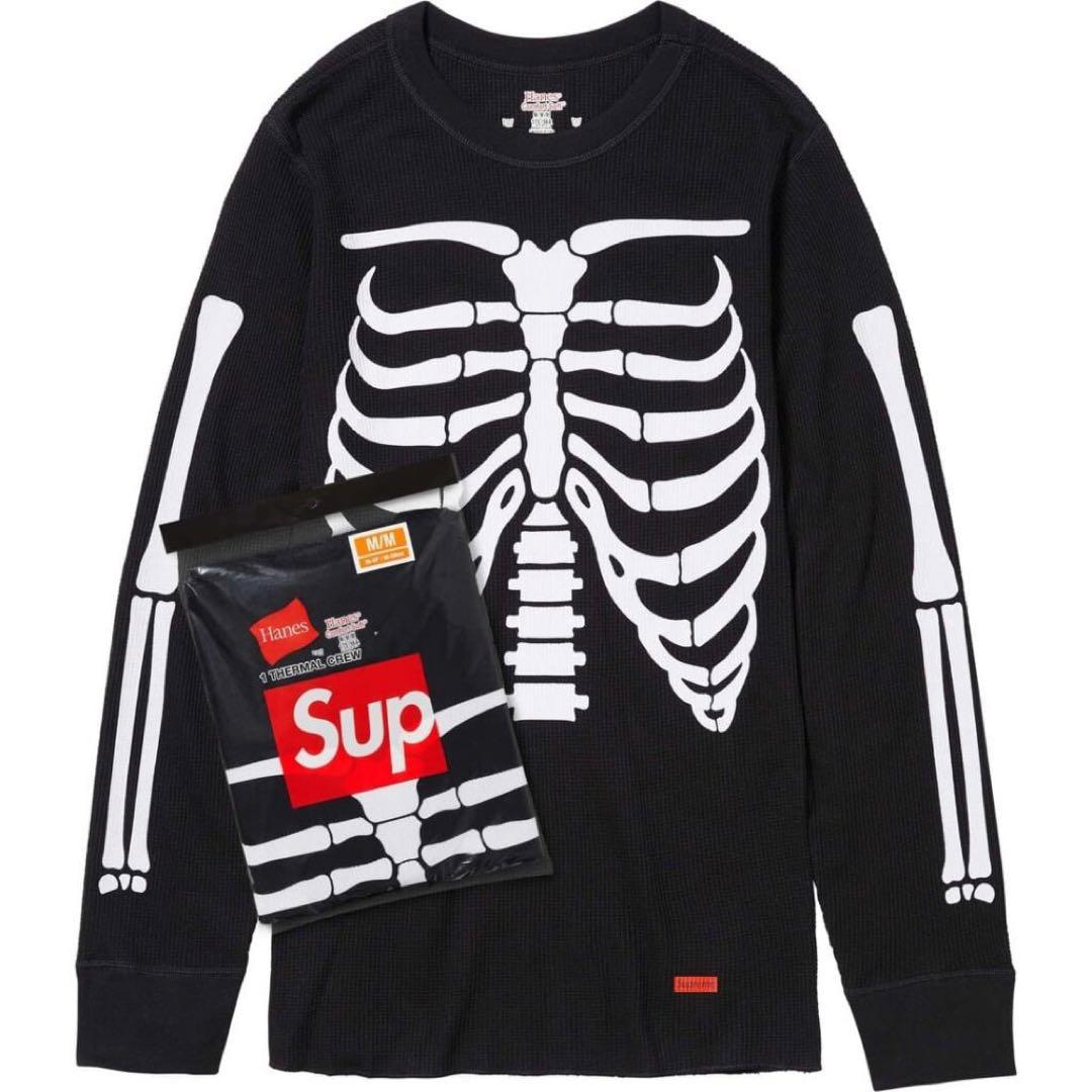 トップス L Supreme Hanes Bones Thermal Crew Black
