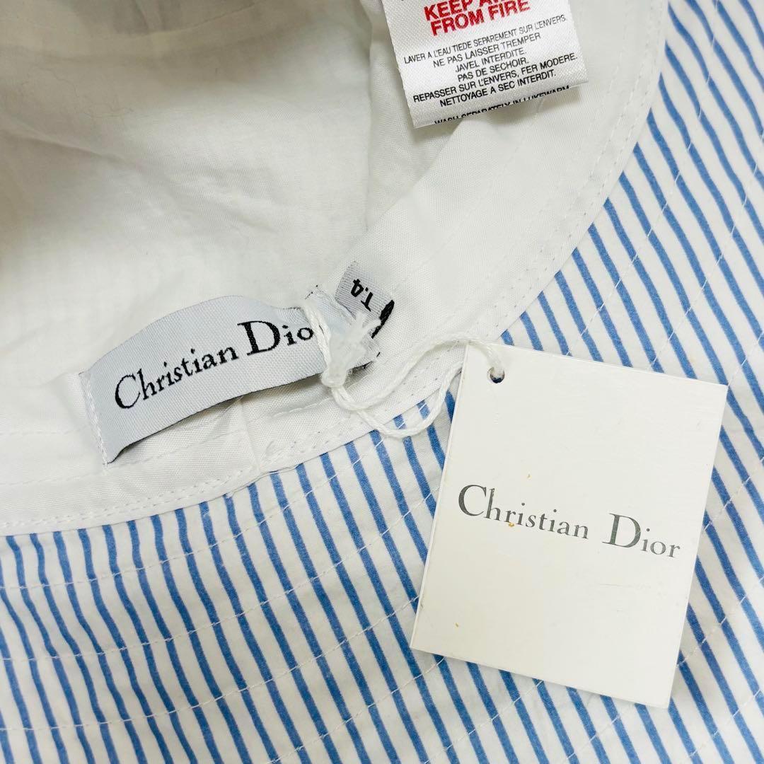 タグ付き 美品 DIOR 星 バケットハット 女優帽 コットン 青