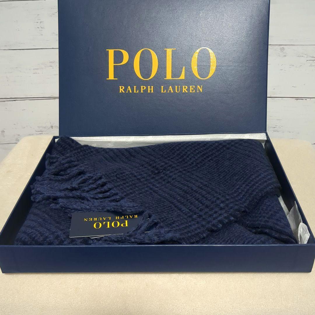 【新品】Ralph Lauren マフラー ネイビー リバーシブル イタリア製