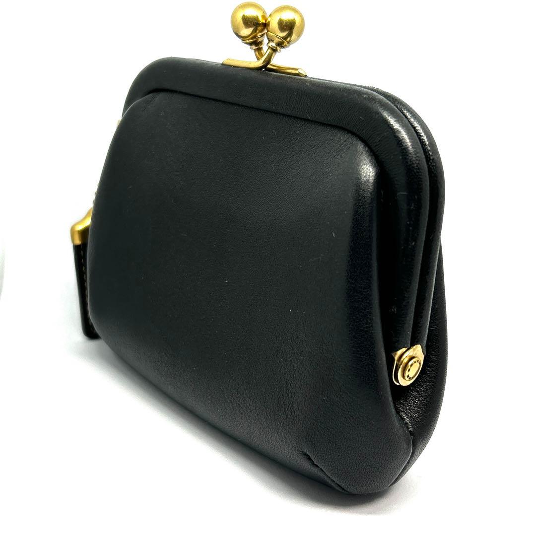 COACH レザー キスロック がま口 ケース 財布 黒 68326