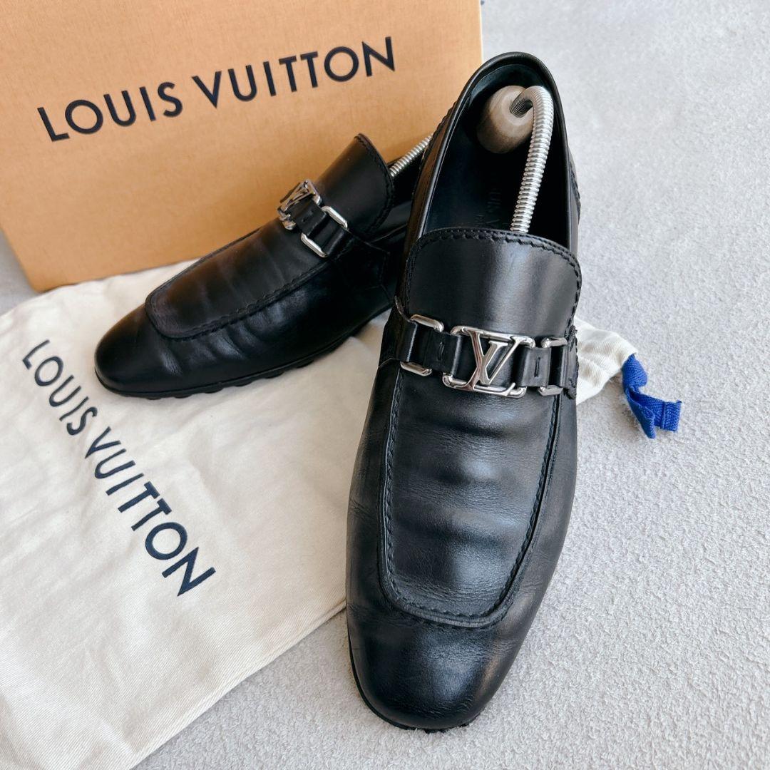 ルイヴィトン ローファー レザー シューズ 7 1/2 LV金具 ビジネス 革靴