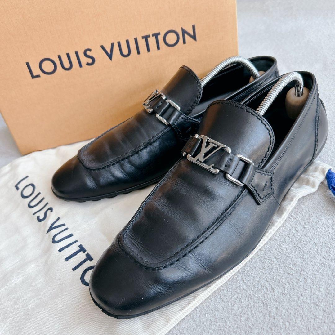 ルイヴィトン ローファー レザー シューズ 7 1/2 LV金具 ビジネス 革靴