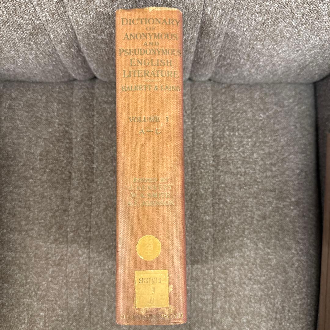 洋書 1 Dictionary of Anonymous and Pseudonymo