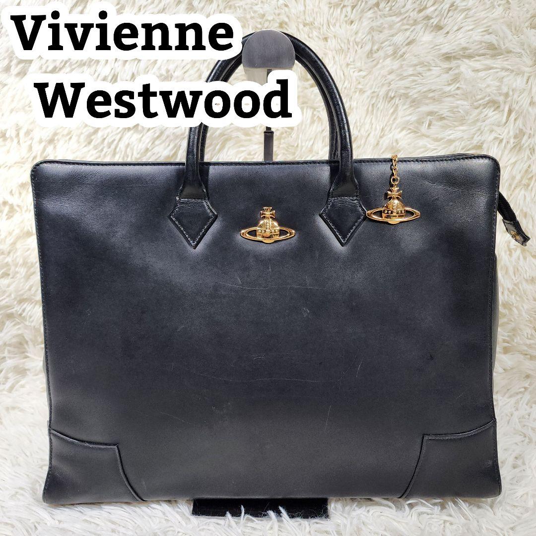 ヴィヴィアンウエストウッド ビジネスバッグ オーブチャーム 金オーブ A4可 黒