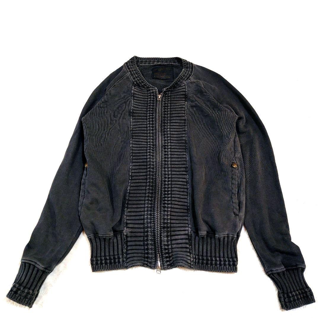 Y2K ナポレオンジャケット 短丈 ジップ パーカー リブ アーカイブ グレー