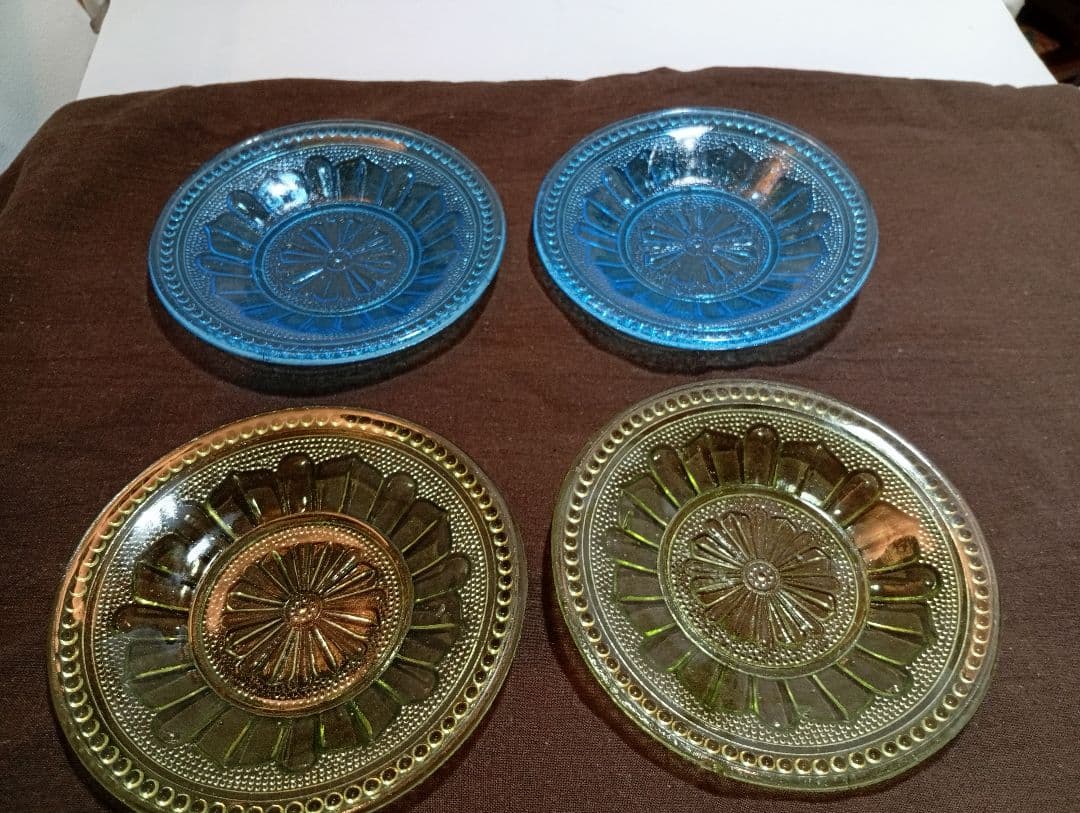 【希少な逸品】明治の色ガラス小皿4枚セット