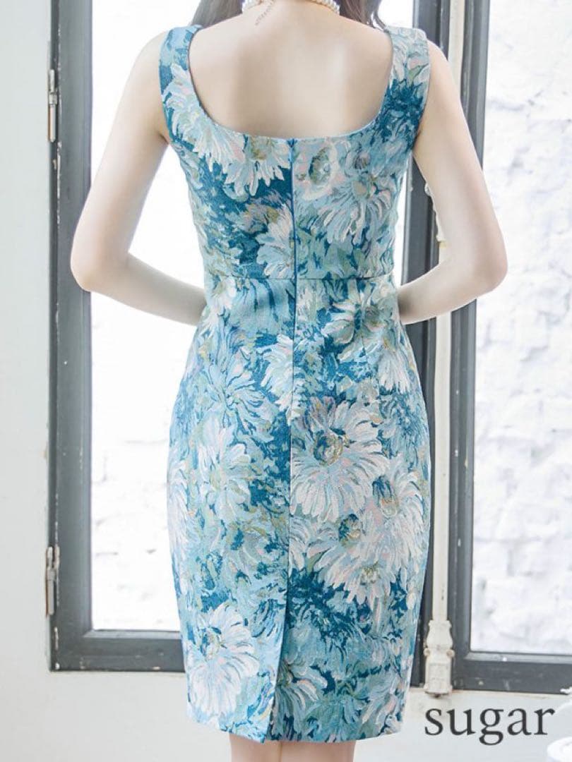 sugar フラワープリント タイトドレス