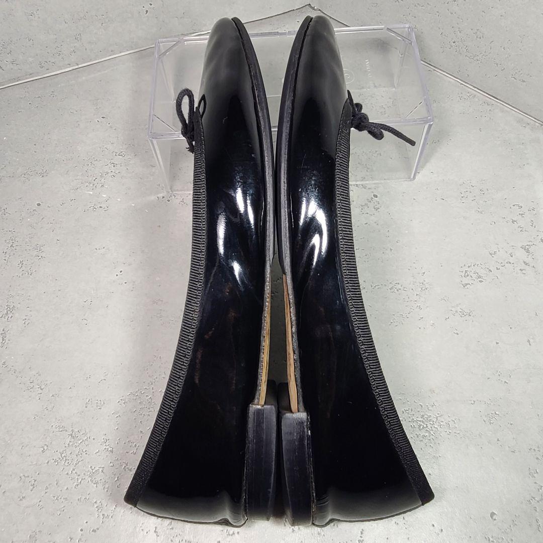 371/2【Repetto】レペット　フラットバレエシューズ　エナメル　ブラック
