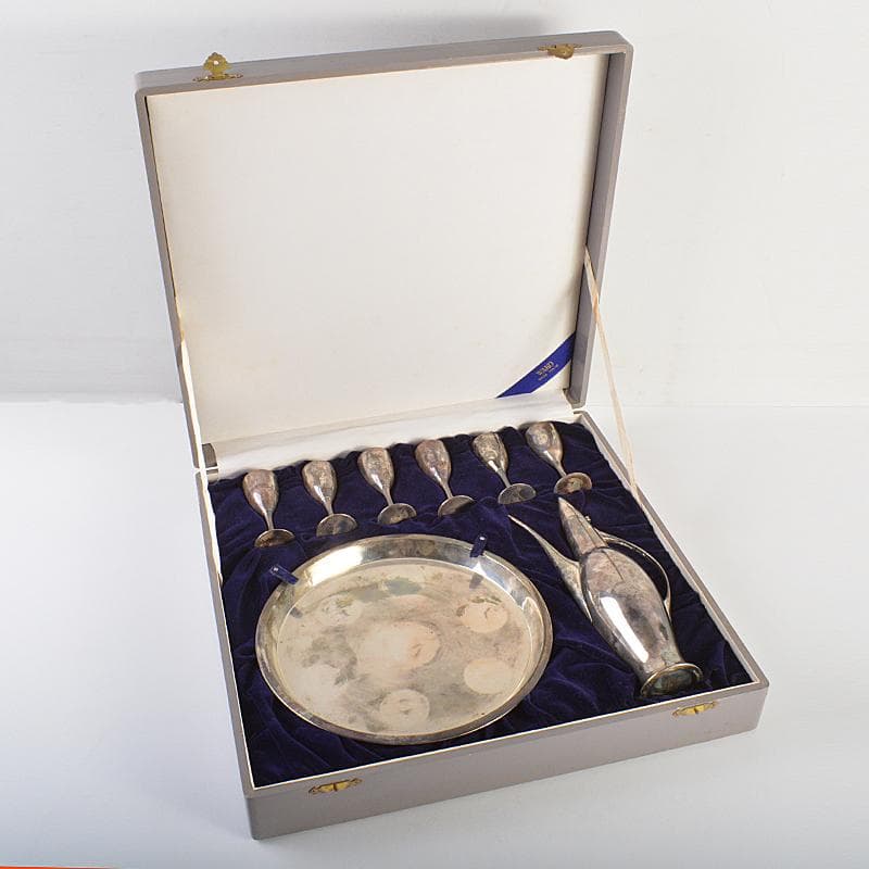 銀座和光水注トレーグラス6客銀製STERLING950約712g　KR7495B