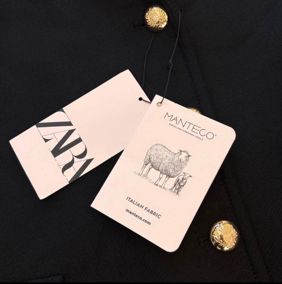 新品未使用　ZARA MANTECO ファー付ウールコート 黒 XL