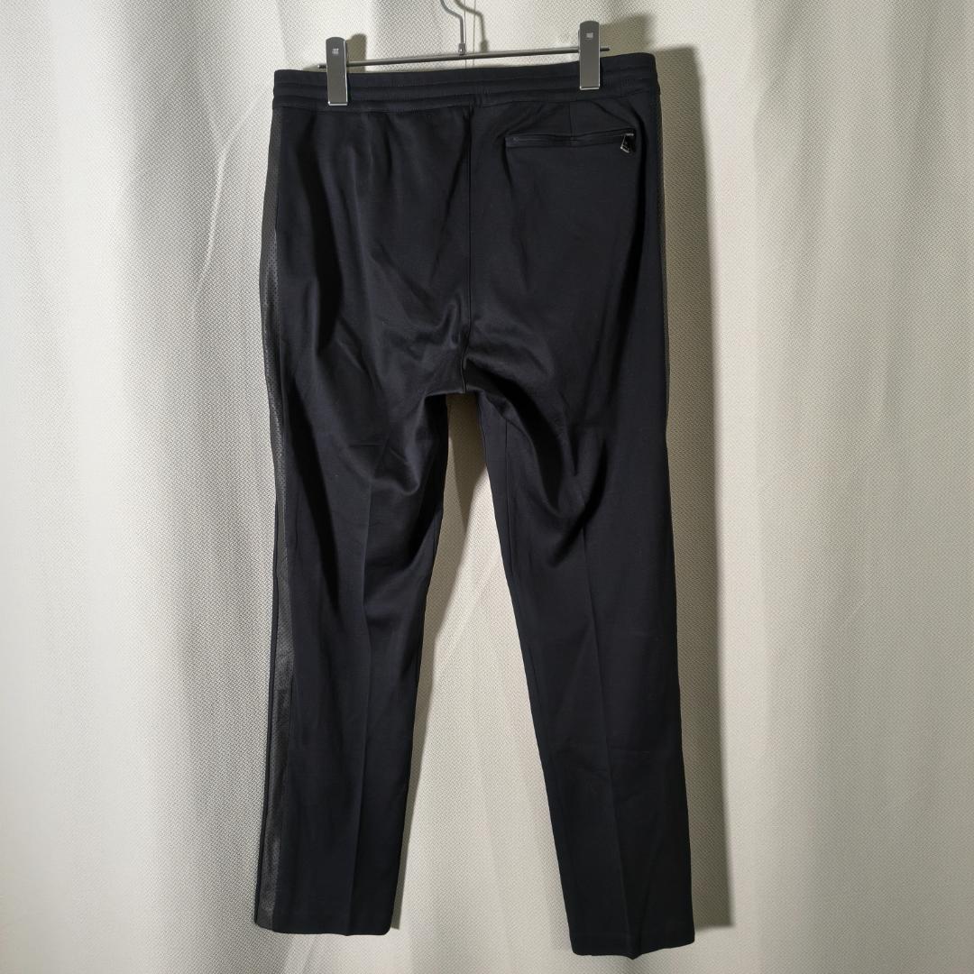 ⑳ ラルフローレンパープルレーベル 伊製 ラムレザー側章 トラックパンツ 黒