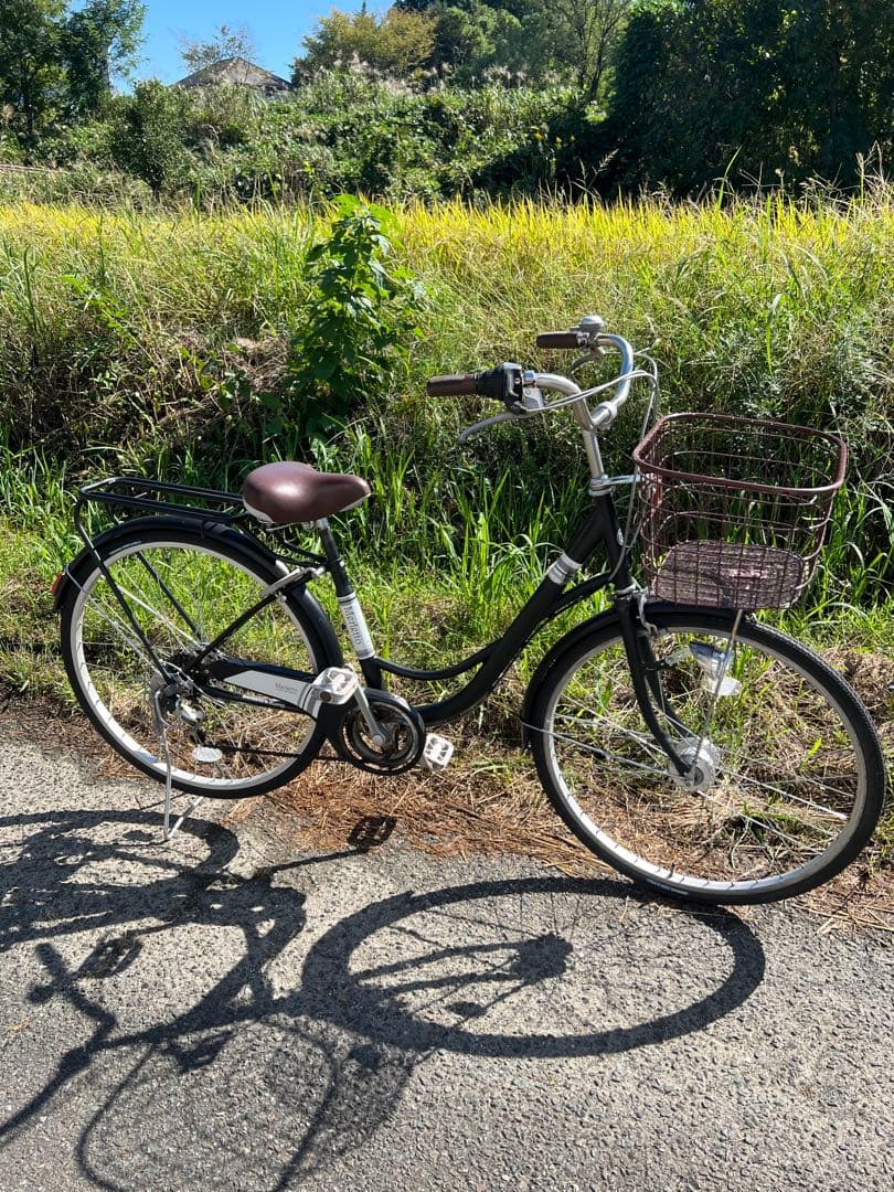 名古屋市内お届け無料26インチシティサイクル 黒 前カゴ付き