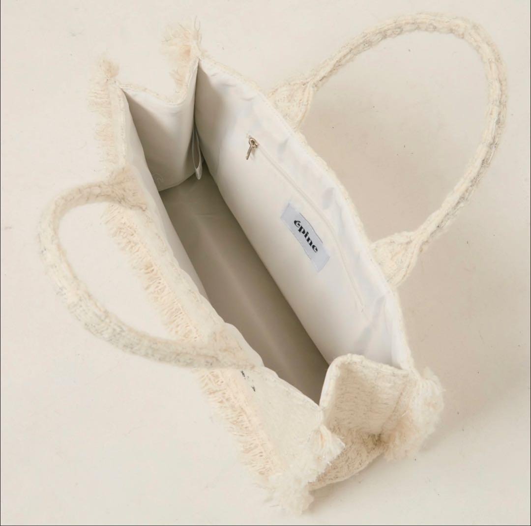 epine エピヌ　トートバッグ　ツイード　ホワイト　白