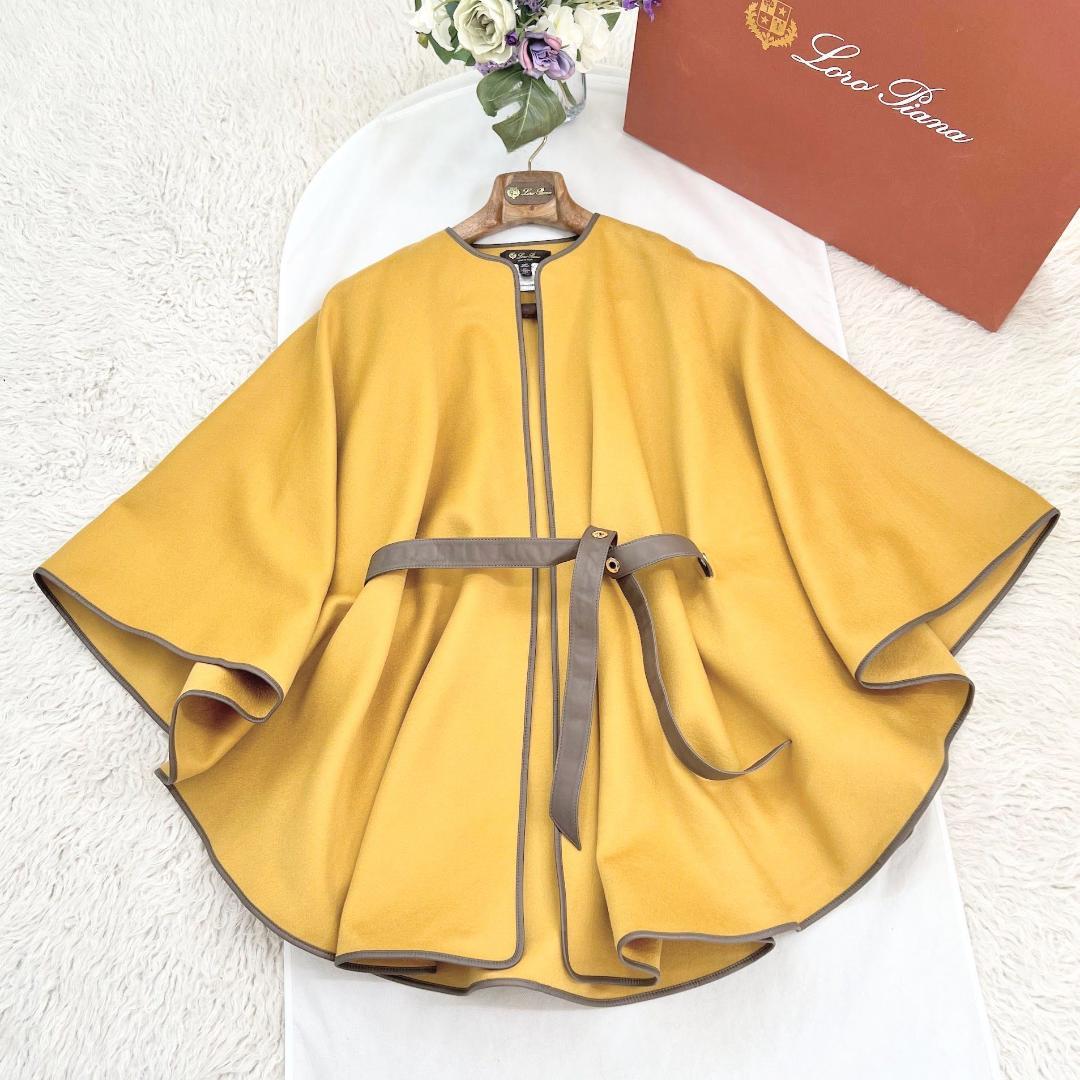 v*e様 ★LOROPIANA★美品★カシミヤ100★羊革ベルト★ケープ★コート