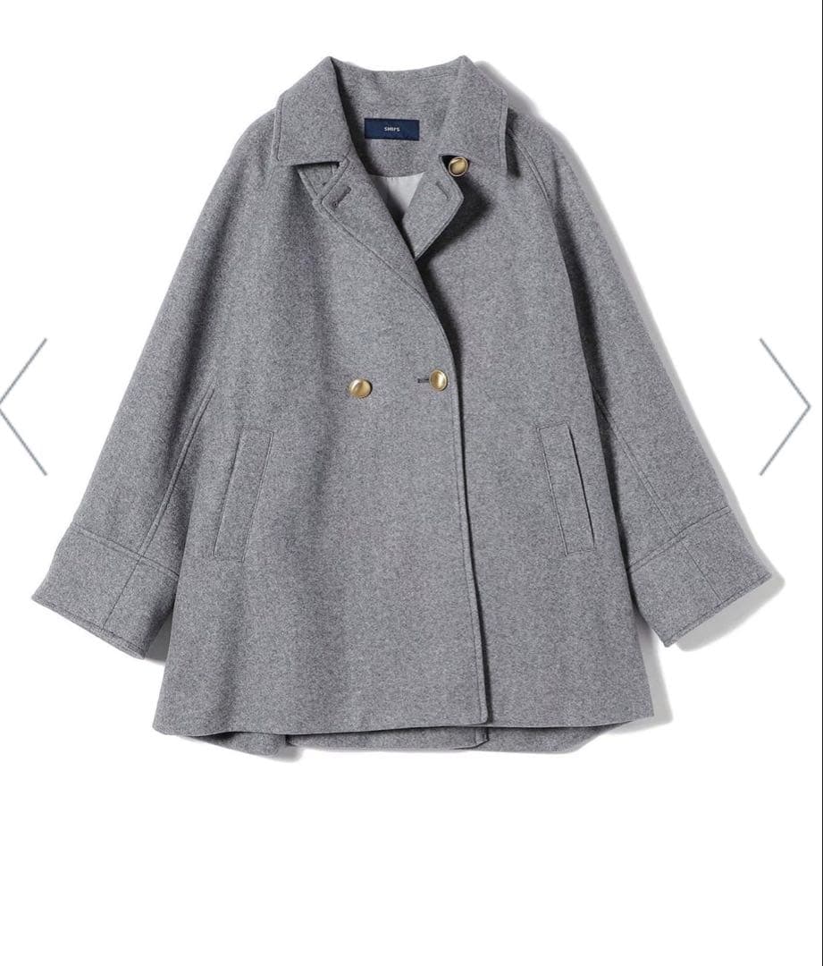 SHIPS ウール ライク ジャージー メルトン 2WAY Pコート