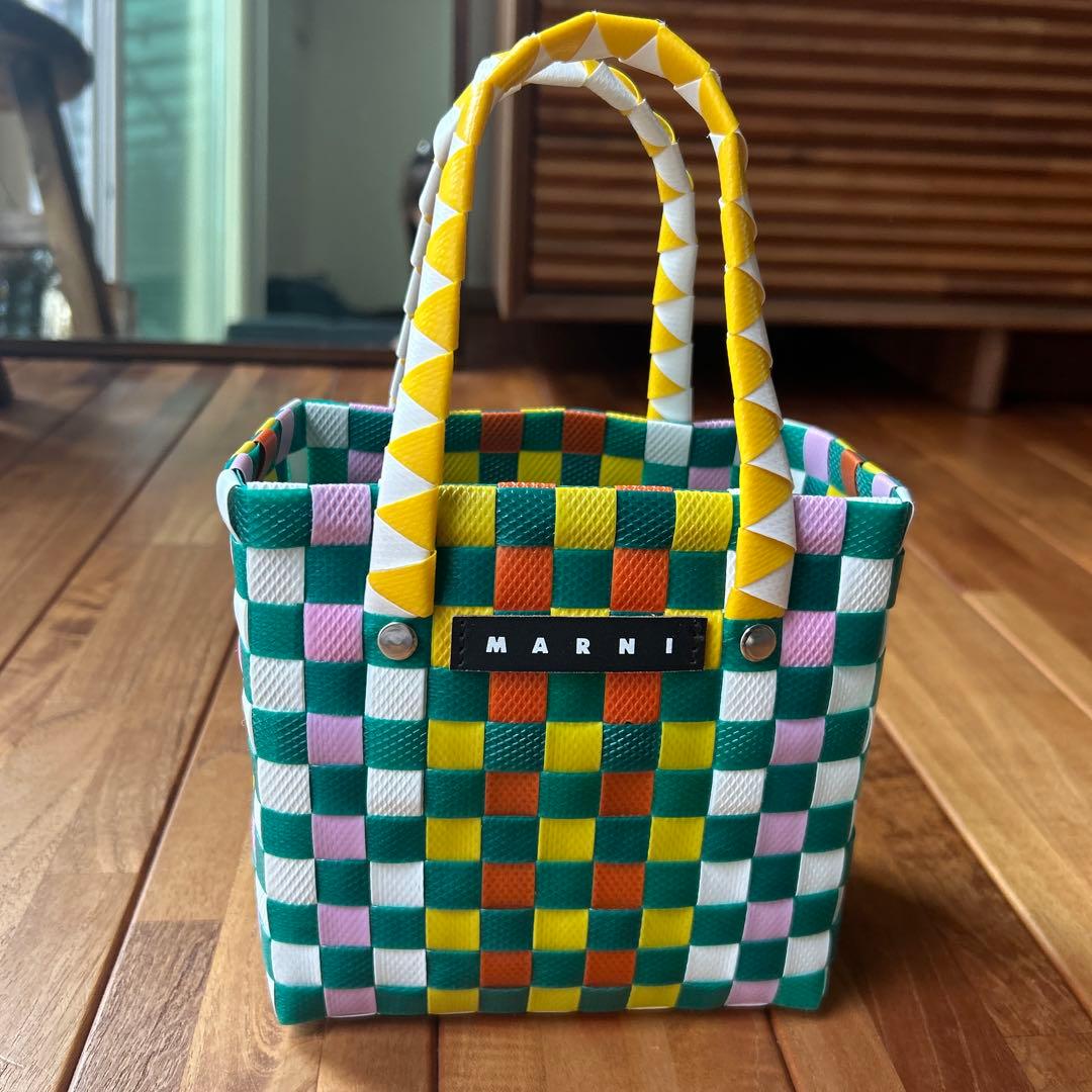 新品タグ付き　MARNI チェック柄 かごバッグ　マルニ