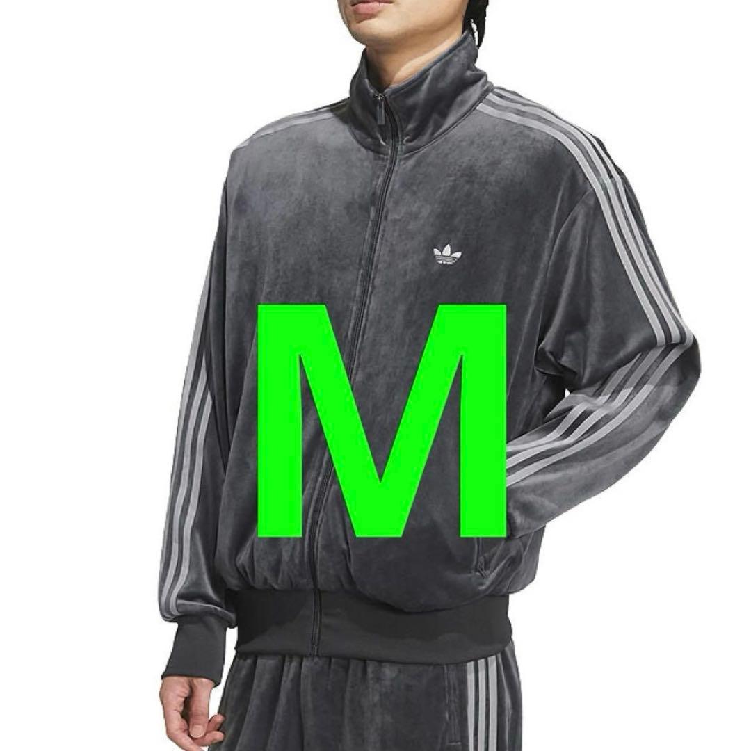 新品 アディダス ファイヤーバード トラックトップ ベロア M ダークグレー