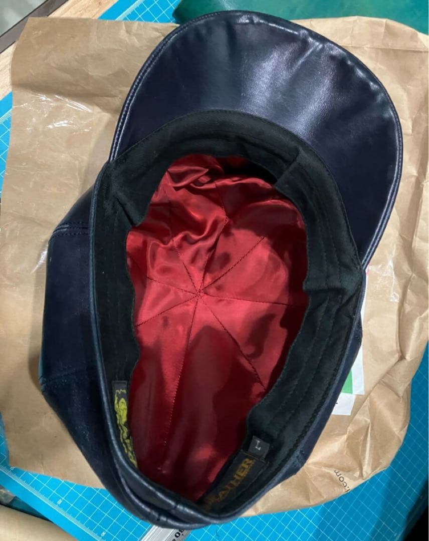 ネイビー レザー キャスケット　ワイツーレザー　インディゴ