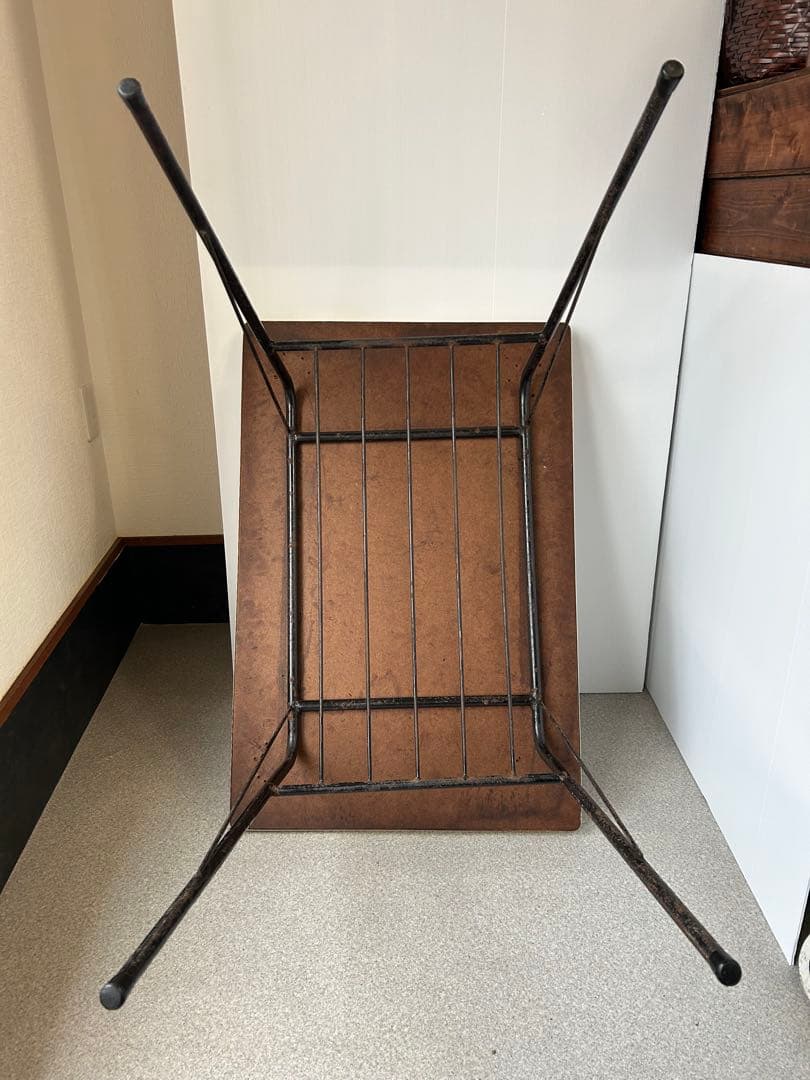 ヴィンテージ　昭和レトロ　鉄脚テーブル　作業台　ダイニング　机ミッドセンチュリー