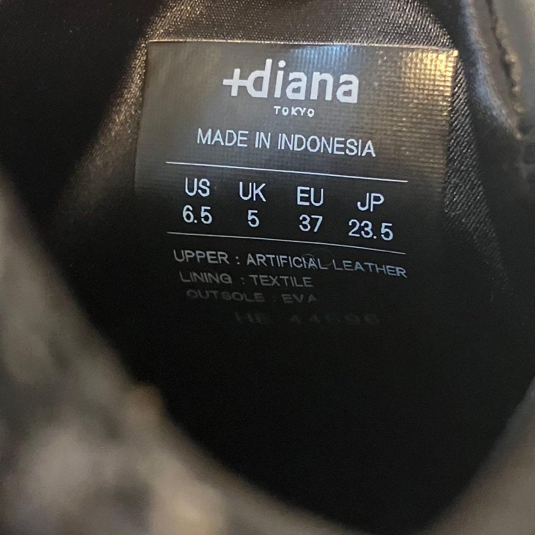 【美品】+diana パールビジュー付きリボンスニーカー ブラック 23.5