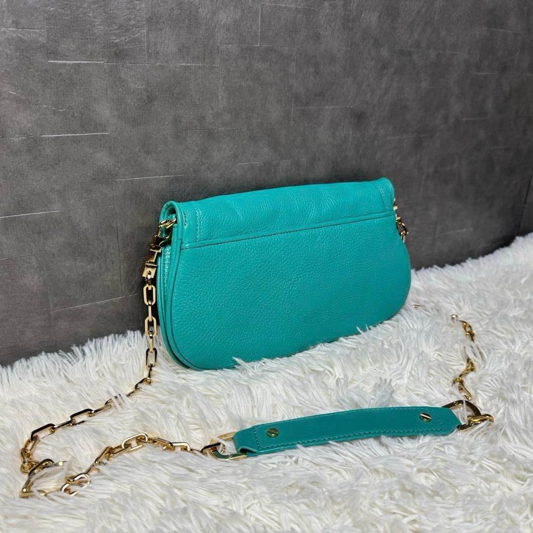 美品⭐︎トリーバーチ ショルダーバッグ　パーティ　チェーン　保存袋付き　ターコイズ
