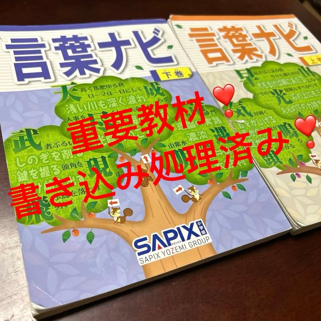23-21 ら　SAPIX サピックス　言葉ナビ 上巻・下巻セット 重要教材