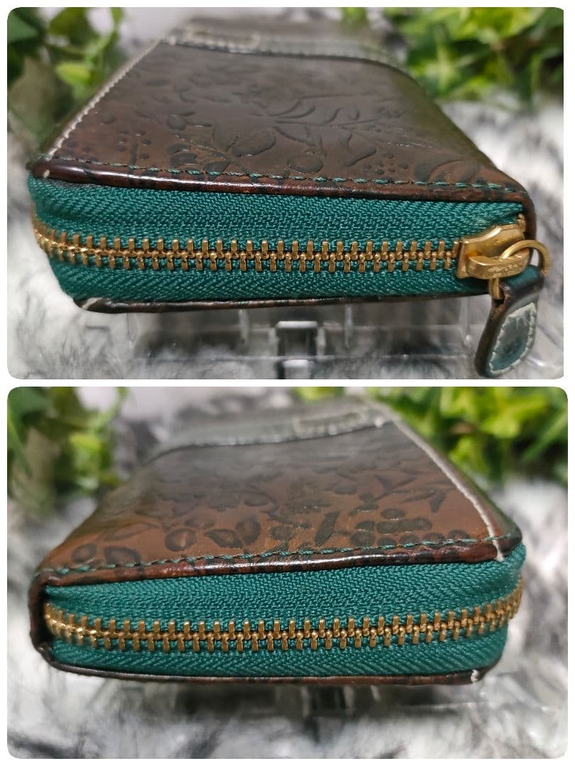 Dakota 長財布 グリーン ラウンド 花柄 ダコタ 財布 緑 総柄 ミモザ革