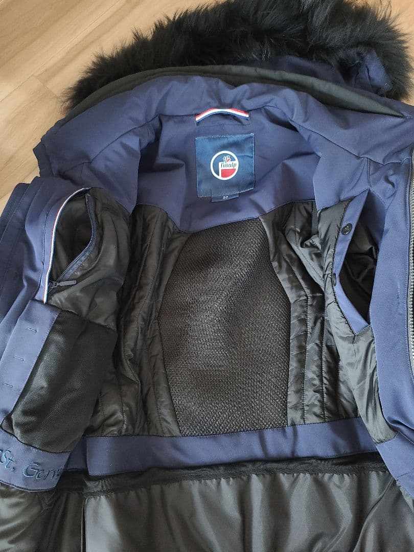 フザルプ ネイビー スキーウェア ファー付きフード