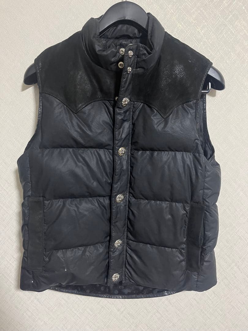 ‼️限定値下げ‼️フレアニーレザーヨーク切替 クロムハーツダウンベスト メンズ M