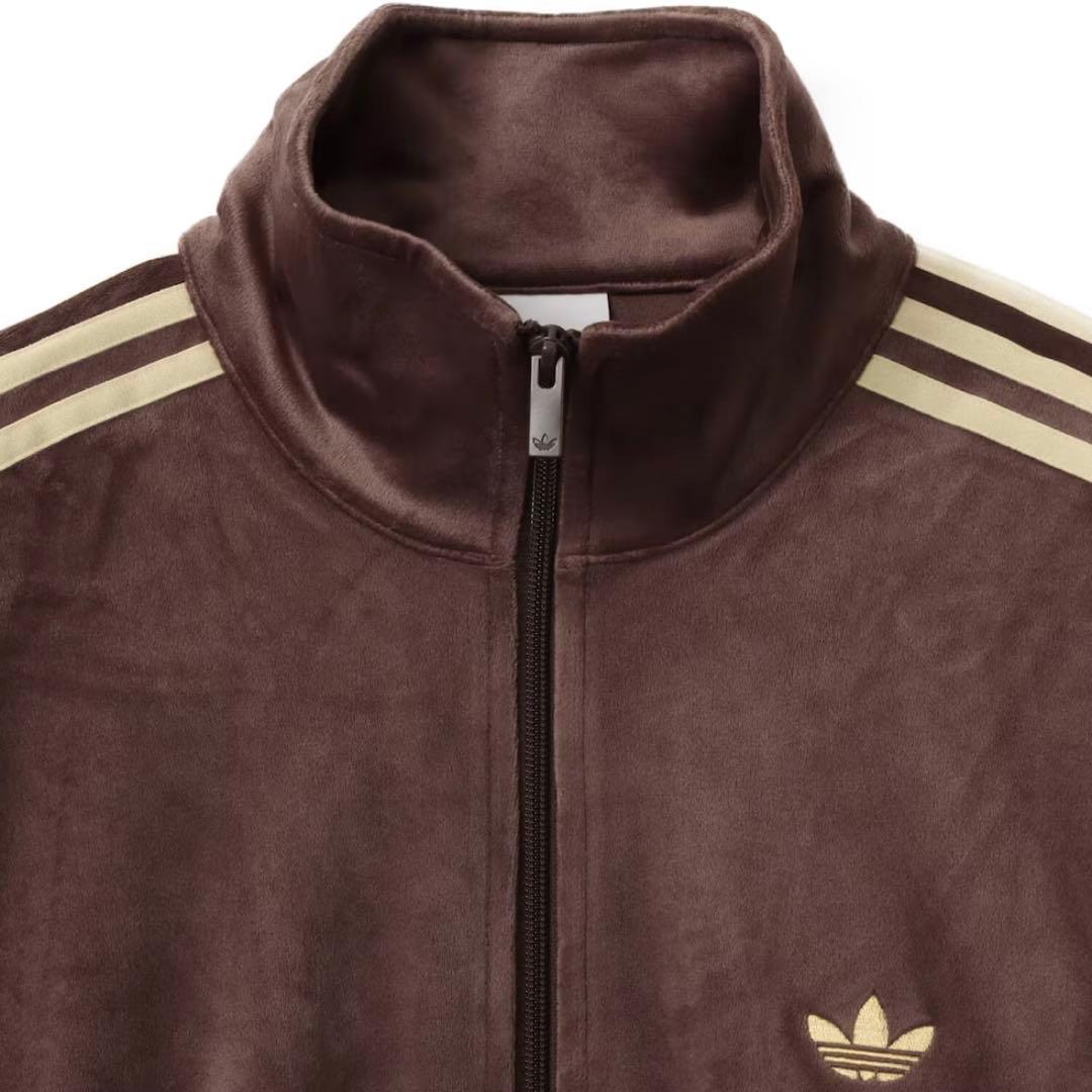 新品L⭐️adidas ファイヤーバード ベロア トラックトップ ダークブラウン