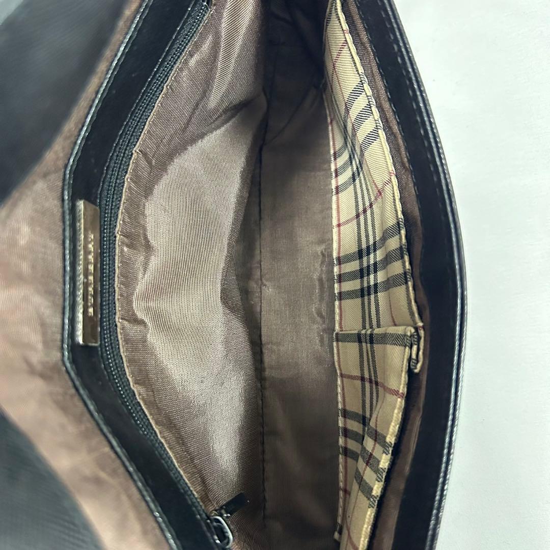 【極美品】バーバリー ワンハンドバッグ レザー ノバチェック 肩掛け 黒 ロゴ