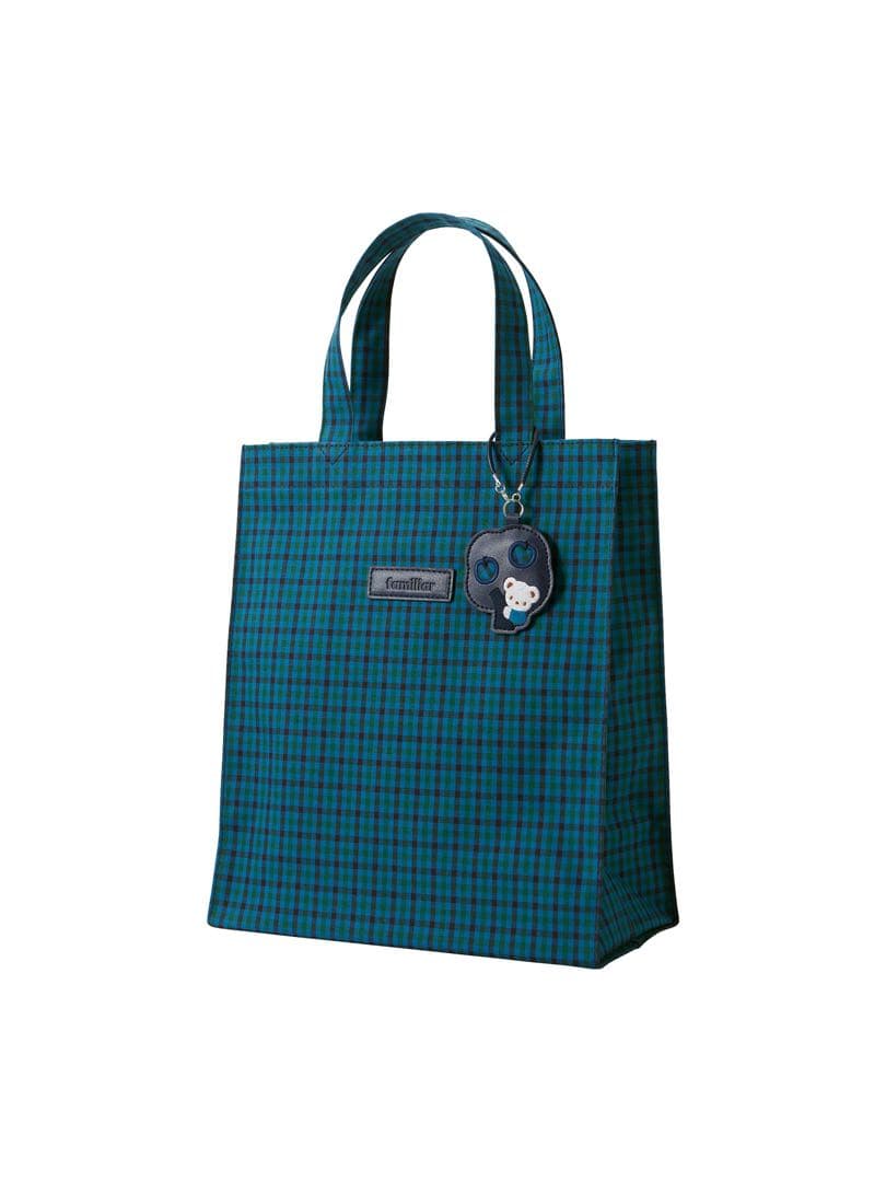 ファミリア チェック トート バッグ 青系