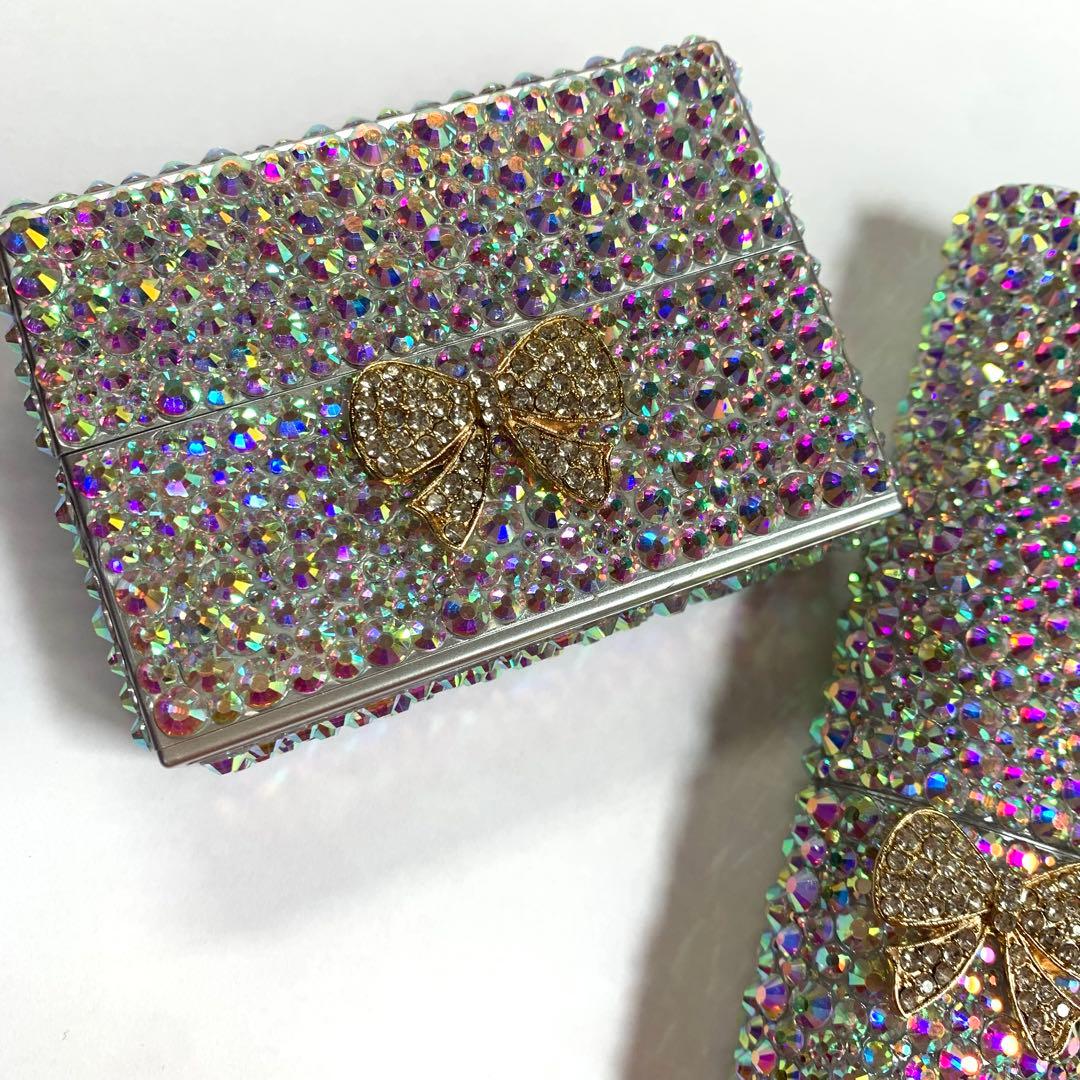 iQOSイルマｉワンケースとヒートスティックケース　オーロラデコ　リボン