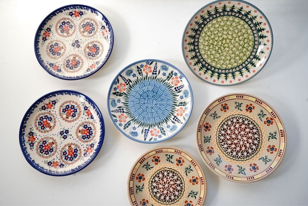 皿20cm5枚17cm1枚セット＊和洋お料理合わせやすいポーリッシュポタリー花柄